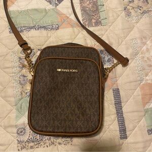 Michael Kors Tan and Gold Crossbody Bag